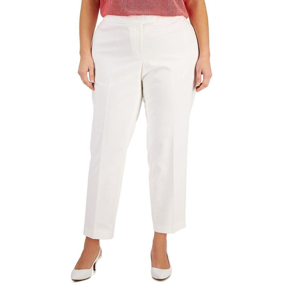 Anne Klein Women's Plus Size Comfort Fit Straight Leg Pants Anne White 22W